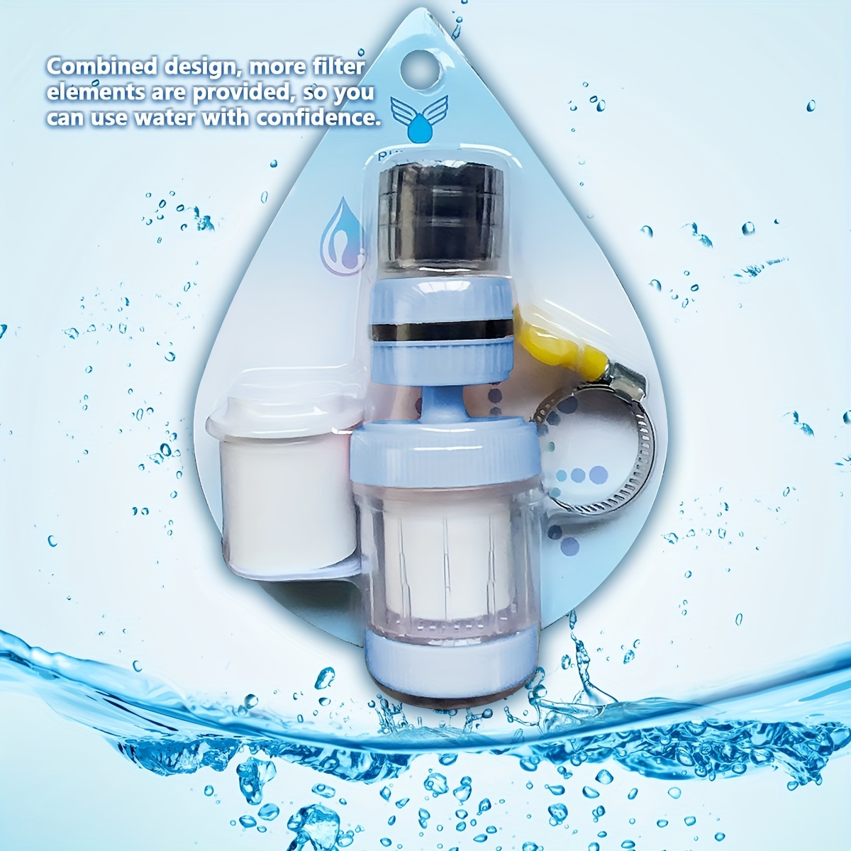  Paquete de 2 grifos de filtro de agua para fregadero: filtro de  grifo de baño, filtros giratorios de 360°, purificador de filtración de  grifo de cocina, elimina cloro, fluoruro, metales pesados
