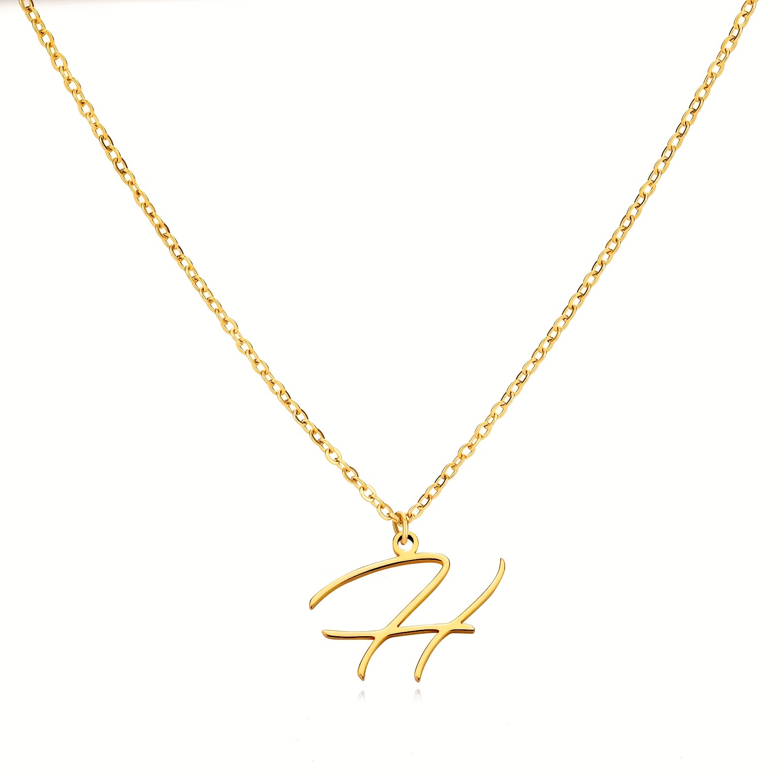 Cursive l store necklace gold