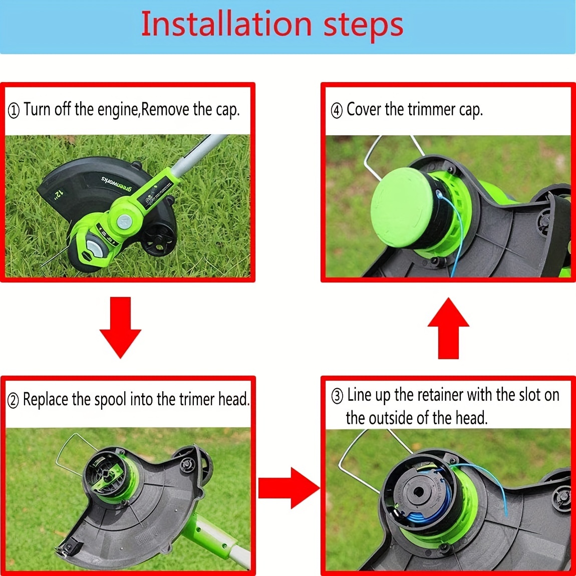 065'' Single Line Replacement String Trimmer Spool For Greenworks