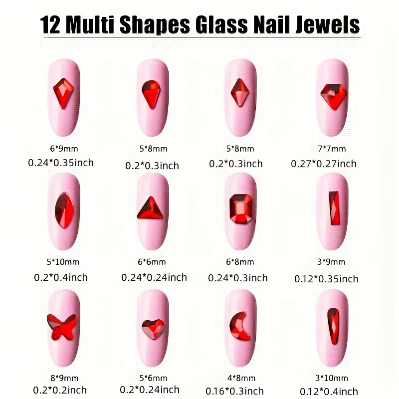 Sparkle Up Your Look With Multi-shaped 3d Nail Rhinestones - Red Nail Gems  Kit With Picking Pen & Tweezers! - Temu United Arab Emirates