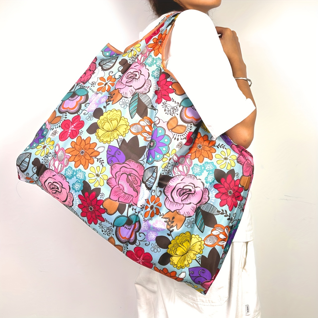 Bolso Tela Estampado Floral Bolso Arpillera Versátil Gran - Temu Chile