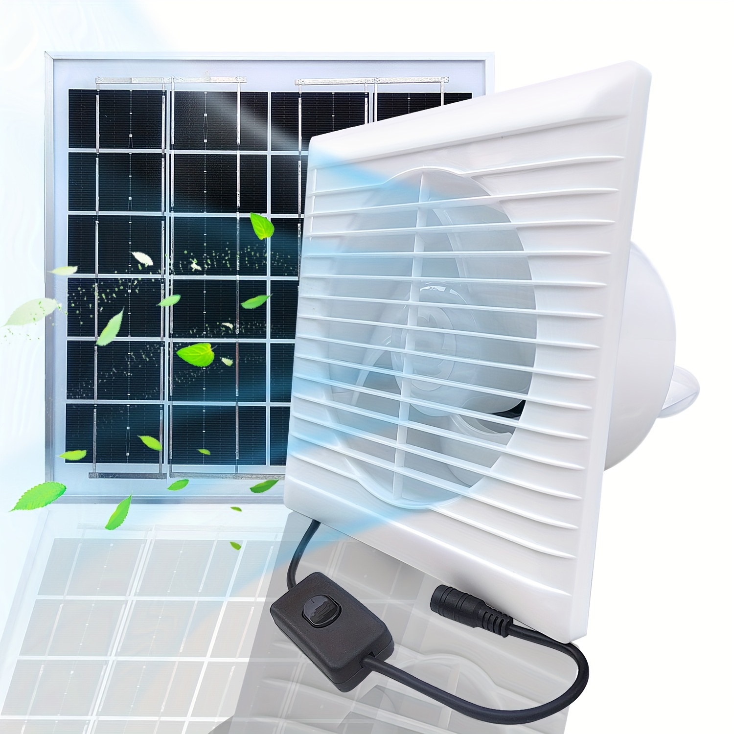  Mudder Kit de ventilador de panel solar, impermeable,  alimentado por energía solar, ventilador doble de 10 W, 12 V, ventilador de  escape solar para casa de pollo, invernadero, casa de perros, 
