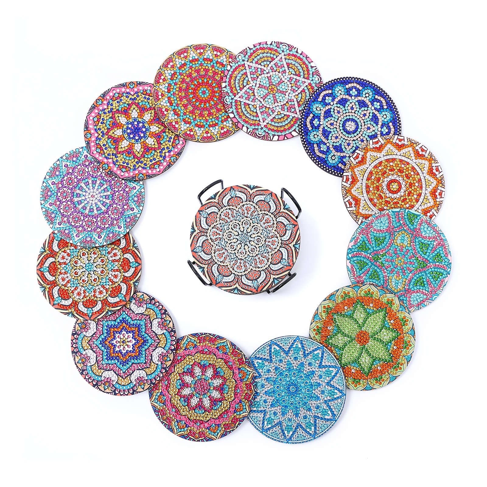 Round Diamond Shaped Diamond Diy Painted Coaster Set, Mandala Pattern  Coaster For Decoration And Gifts - Temu Philippines