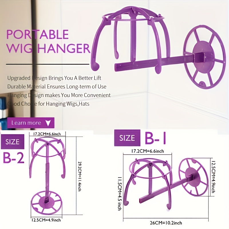 Wig Stand Wig Holder, Short Wig Stand Portable Wig Head Stand, Collapsible  Wig Holder for Multiple Wigs, Wig Display Stand Tool Travel Wig Stand