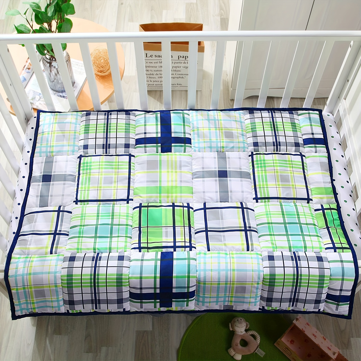 Plaid on sale crib sheet