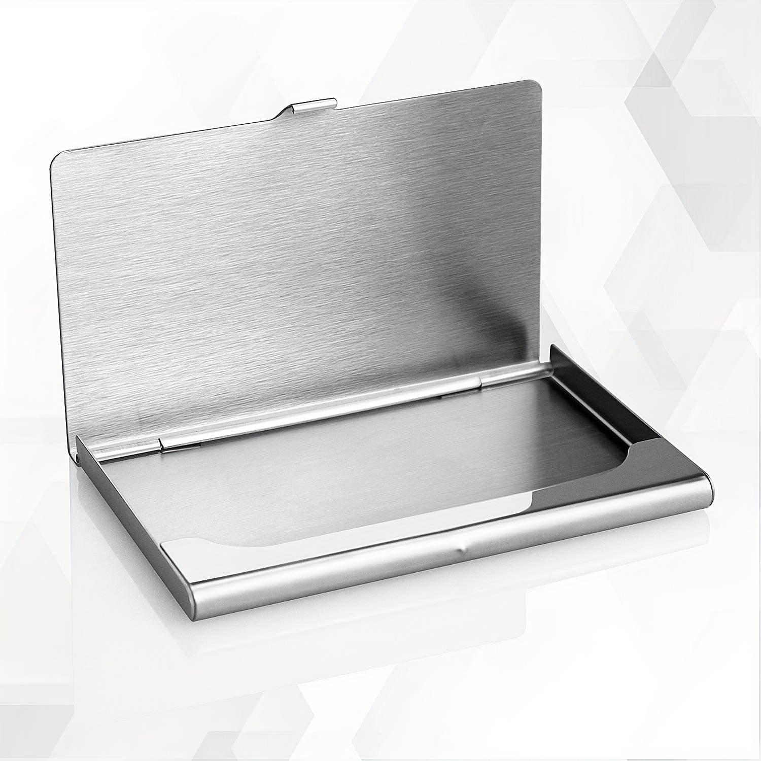 Business Card Holder for Men and Women (Slim Minimalist Design Case,  Stainless Steel Metal, Fits 18 Business Cards in Pocket)