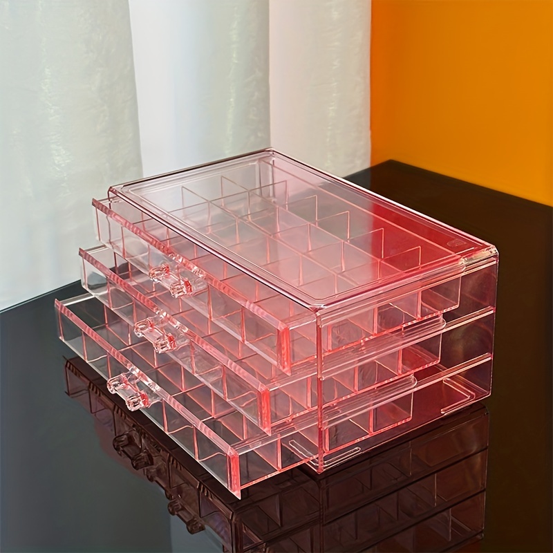 3 Layer 72 Grids Jewelry Storage Box Transparent Large Capacity