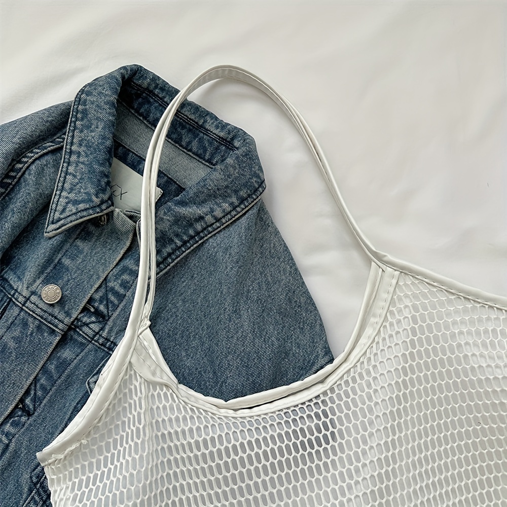 Minimalist Mesh Shoulder Bag Solid Large Capacity Handbag