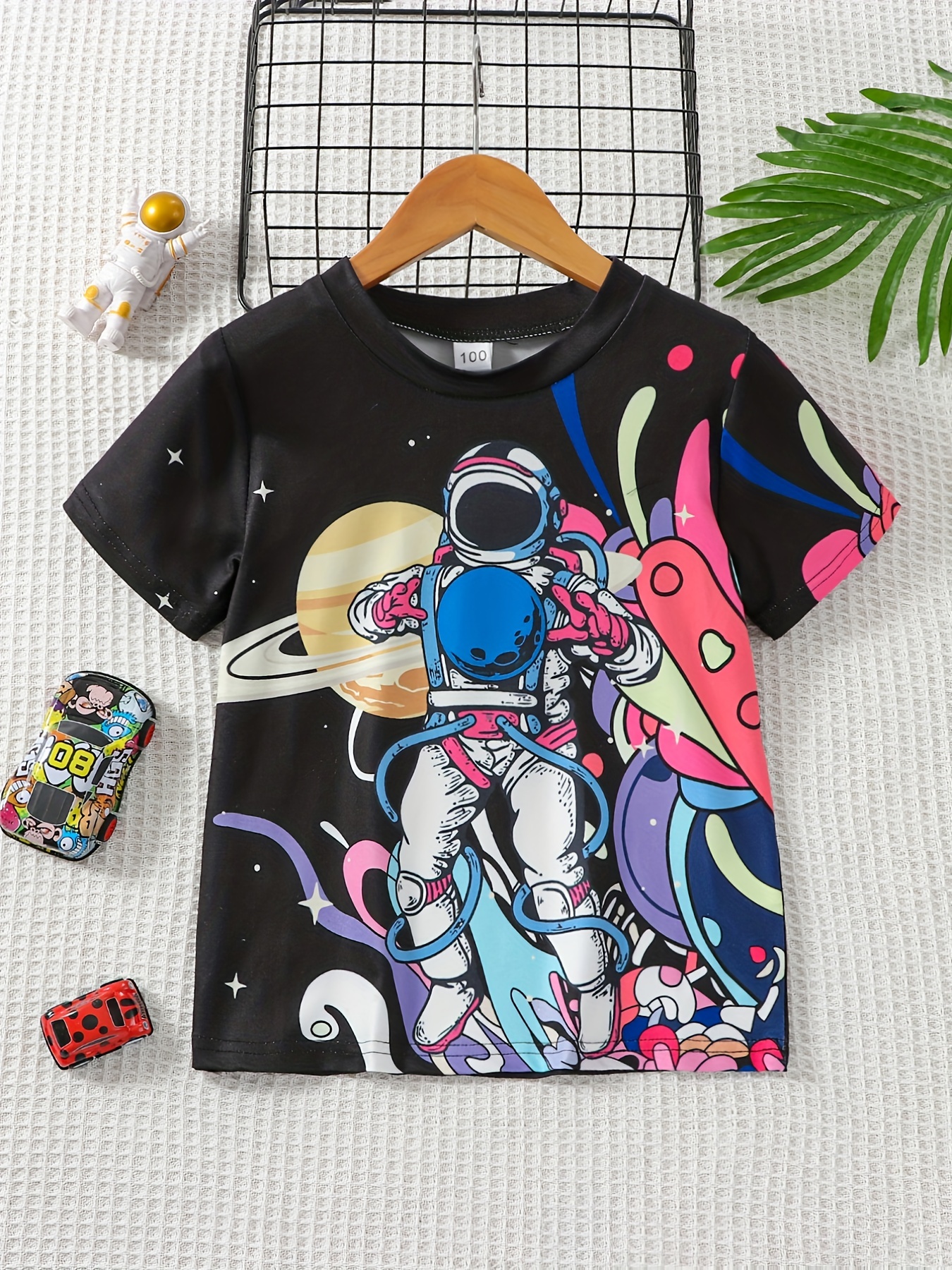 Boys Planet Astronaut And Rocket Cotton T-shirt Tee Top Short Sleeves Crew  Neck Summer Casual Soft Comfortable Kids Clothes - Temu