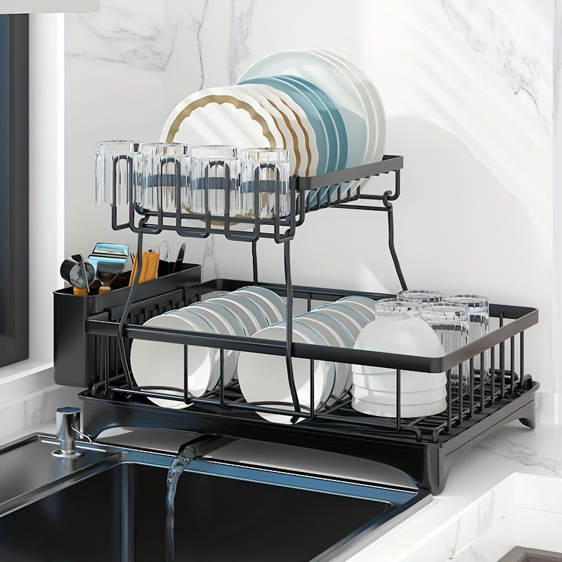Multifunctional Extendable Dish Rack With Cutlery Cup - Temu