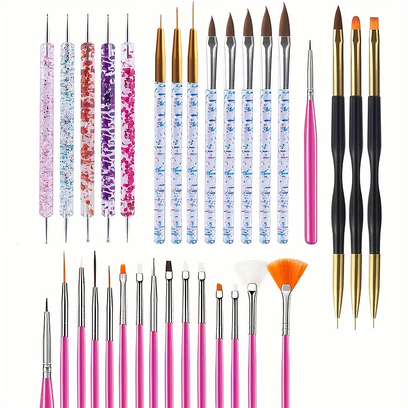 

31pcs Nail Art Brushes Set, Nail Art Design Tools, 3d Builder Nail Gel Brush, Professional Acrylic Nail Drawing Pen, Nail Art Brush For Salon At Home Manicure