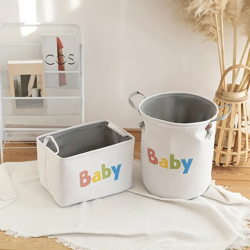 1pc Baby Laundry Basket, Nursery Toy Storage Bins, Canvas Hamper, Foldable  Large Storage Organizer Baskets For Kids Boys And Girls, Bedroom Clothes T