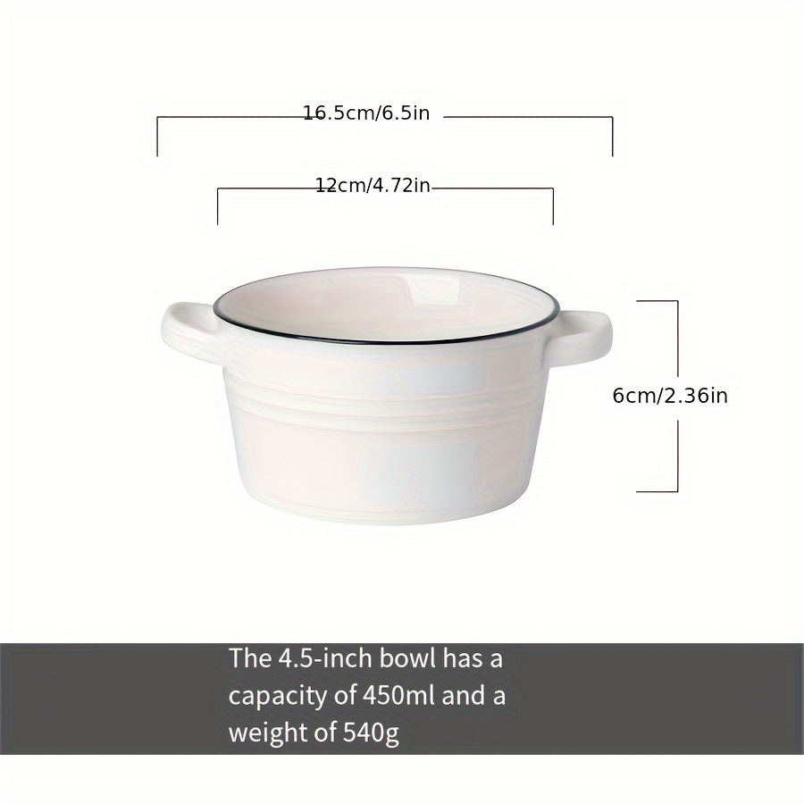 Nordic Style Soup Bowl, Large Household Ceramic Bowl With Handles, Nordic  Simple Double-ear Soup Bowl, Ceramic Salad Bowl, For Home Restaurant Hotel,  Dinnerware Accessories - Temu