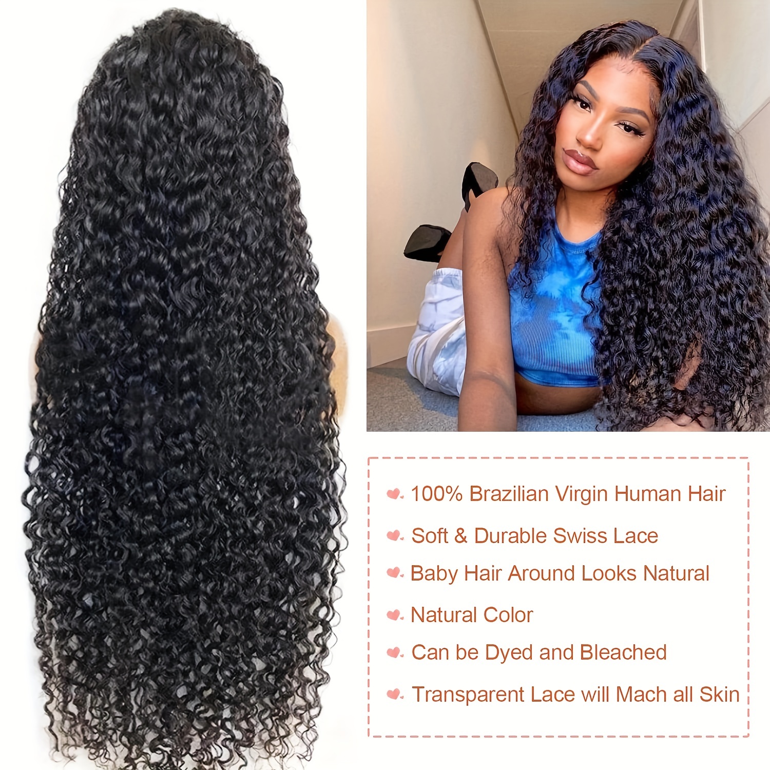  GUSYBG Human Human Lace Front Hair Wig Glueless Hair Curly wig  Hair with Closure Loose Wave lighten deals of the day : Beauty & Personal  Care