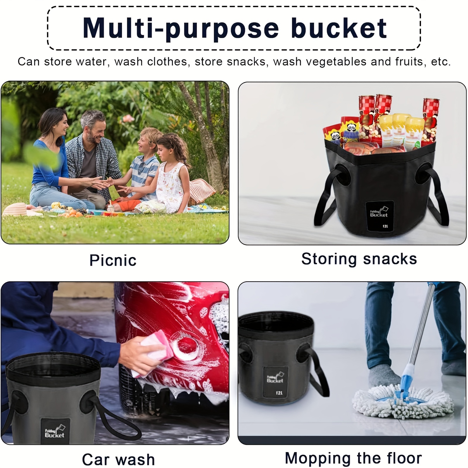 Collapsible Bucket With Handle, Household Cleaning Bucket, Mop Bucket  Folding, Foldable Portable Small Plastic Water Bucket, For Outdoor Garden  Camping Fishing ( /2.6gallon) - Temu