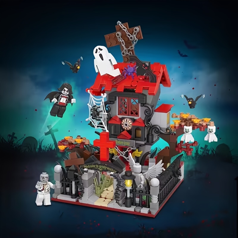 Halloween Haunted Mansion House Compatible with Lego, Before Christmas Building Blocks Set with Glowing Lighting, for Fans and Kids (766pcs)