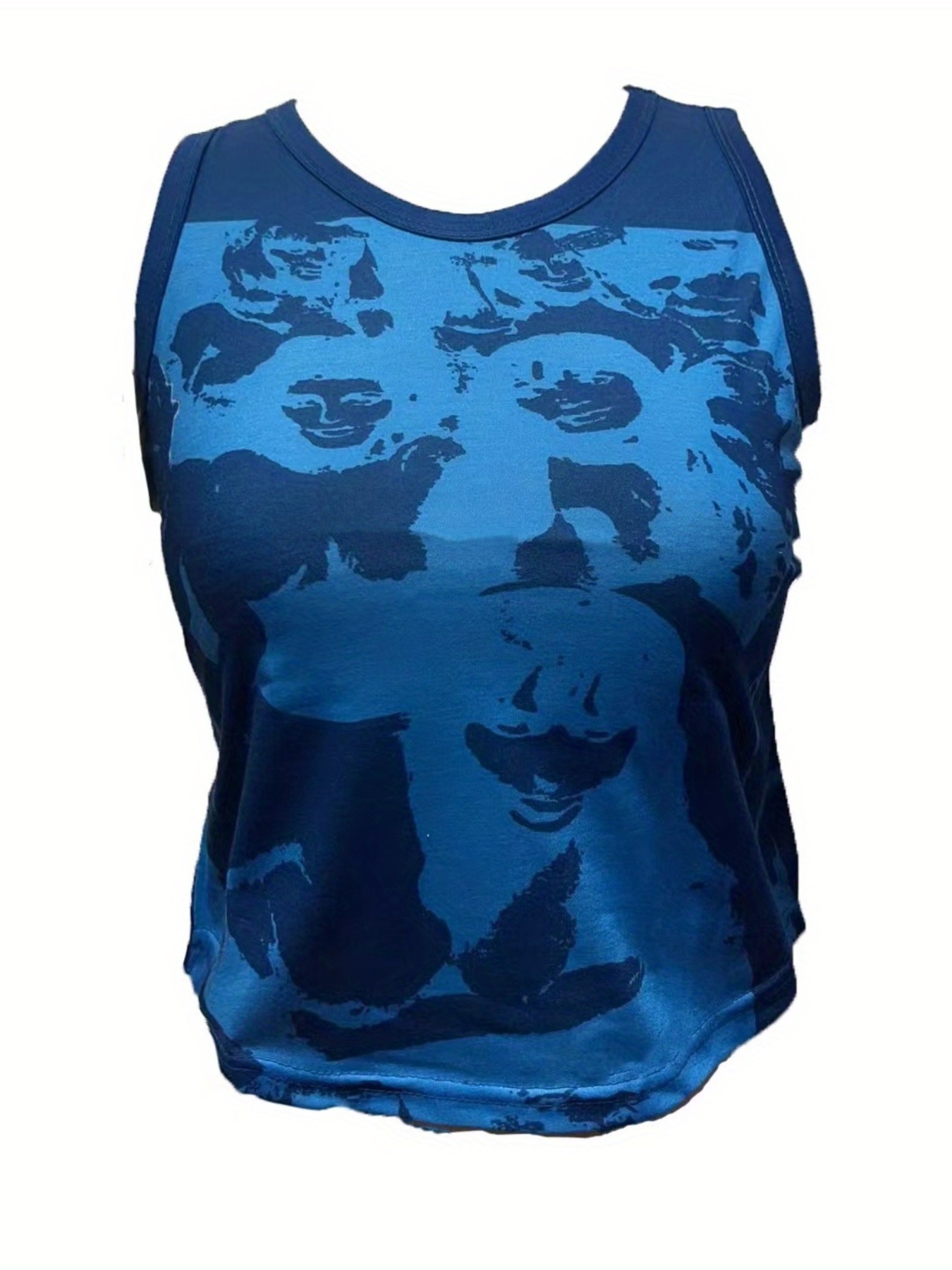 Y2K Portrait Print Tank Top Sleeveless Summer Slim Tank Top