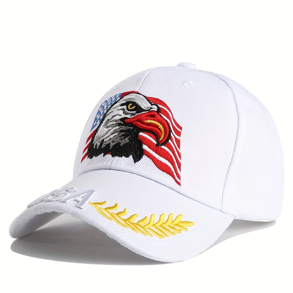 Men's Eagle and USA Flag Embroidered Baseball Breathable Adjustable Hip Hop Trucker Sun Hat, Fishing Hat for Outdoor Fishing Hiking,Temu