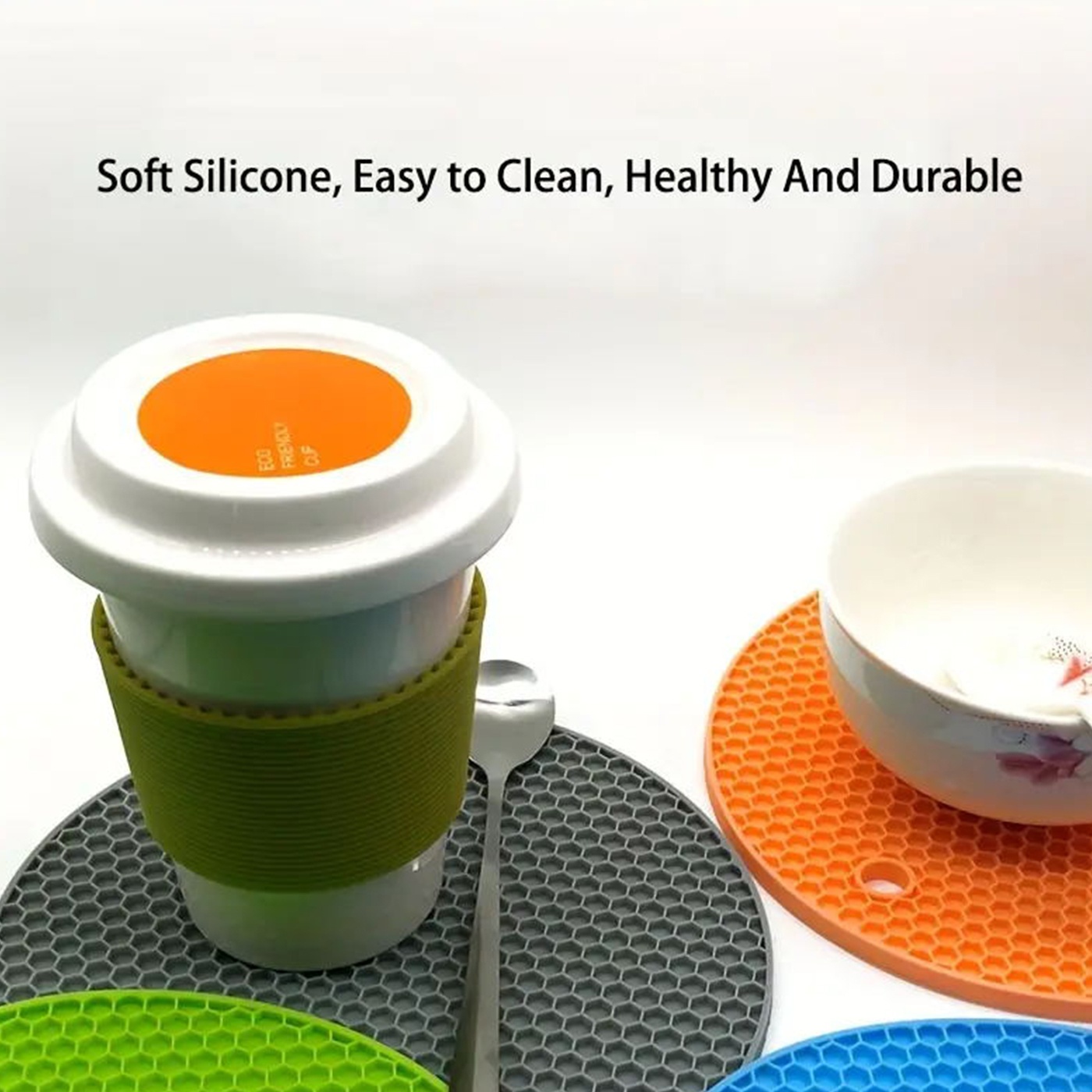 1pc Round Silicone Insulation Mat, Heat Resistant Anti-scald Anti-slip  Table Mat, Pot Bowl Cup Mat 7in