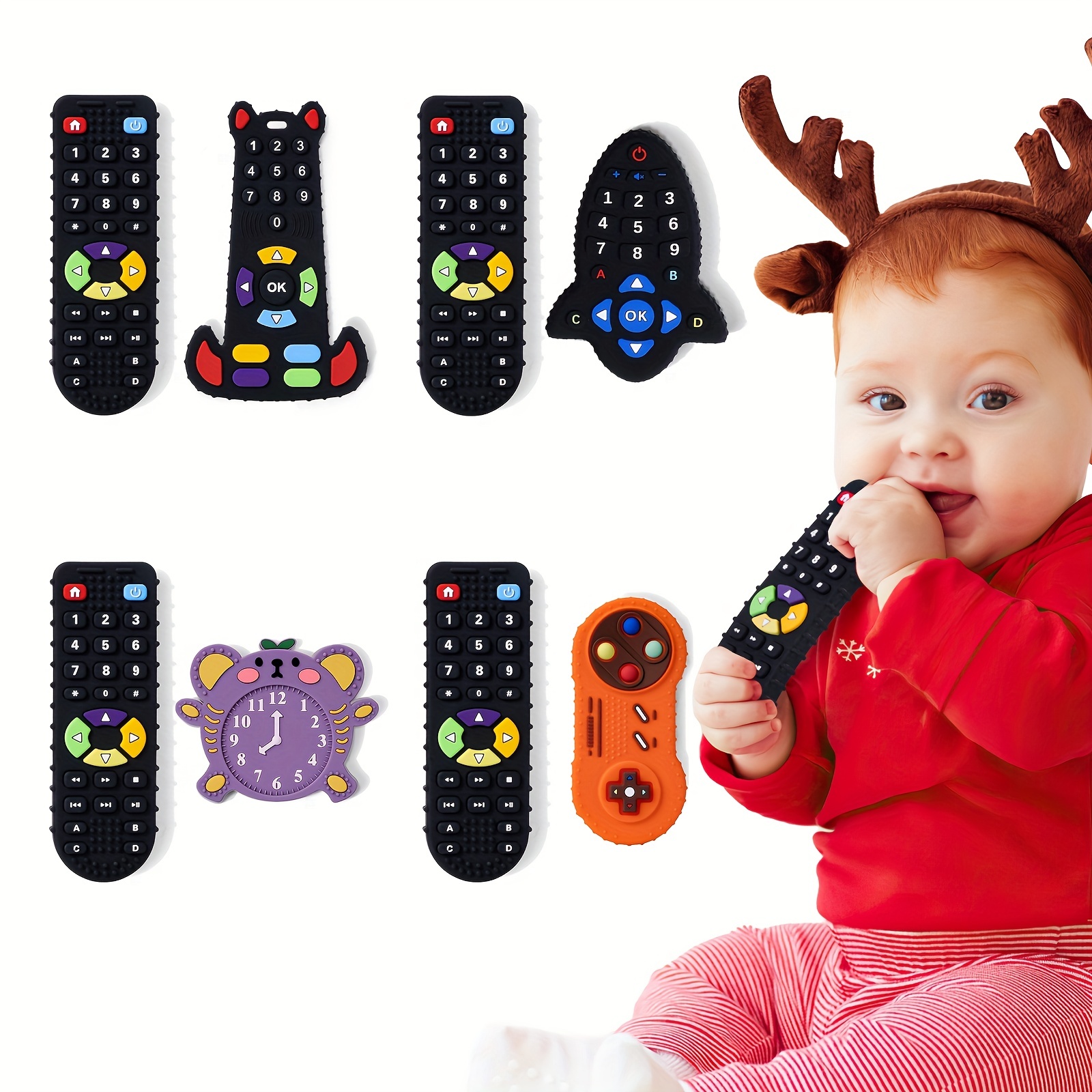 2 Pièces Télécommande Tv & Jouets Pour Bébés En Forme De Manette De Jeu En  Silicone Pour La Dentition, Développement Sensoriel Précoce (télécommande Tv  + Manette De Jeu), Mode en ligne