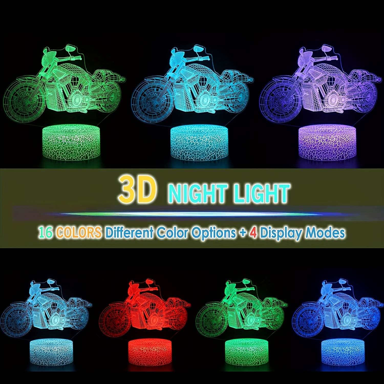 2-Pack 3D Night LED Light Base, LED Base for Acrylic 16 Colors LED Light  Base with Remote Control and USB Cable for Bedroom Child Room Restaurant  Shop