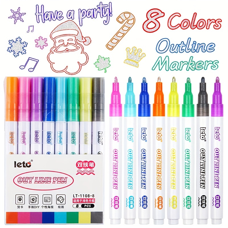 Dream Double Line Pen Fluorescent Doodle Pen Metal - Temu