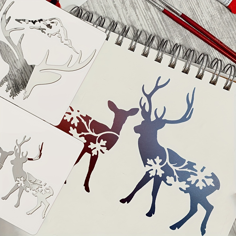 6pcs Deer Stencils Forest Mountain Tree Deer Head Stencils For Wood Burning  Stencil Template Stencils For Painting On Wood Crafts Home Decors (Deer)