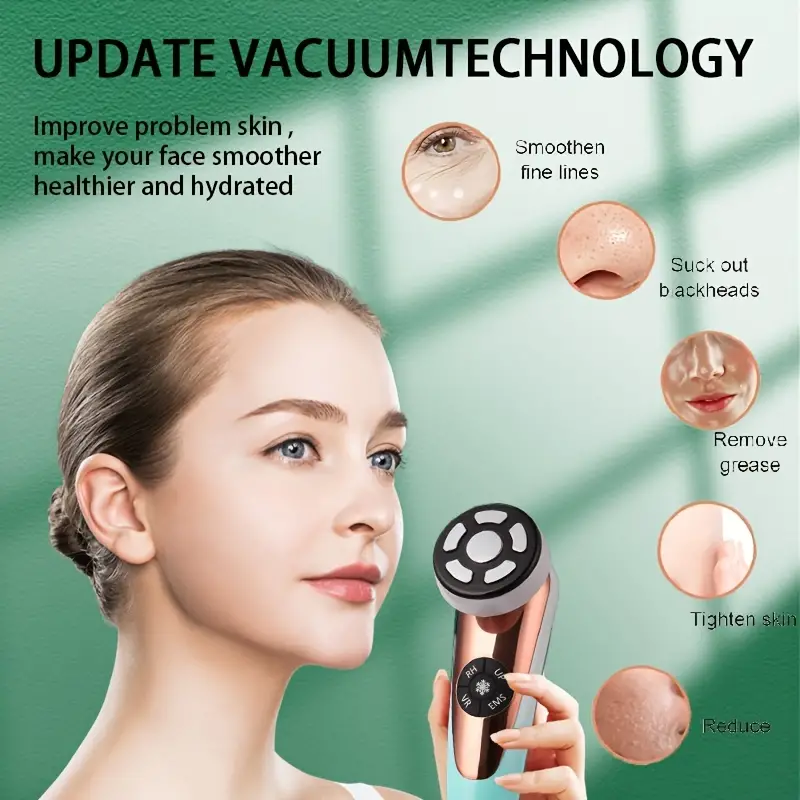 face massager galvanic facial machine radiofrequency skin tightening device household ems microcurrent ice compress face machine beauty eye instrument green details 0