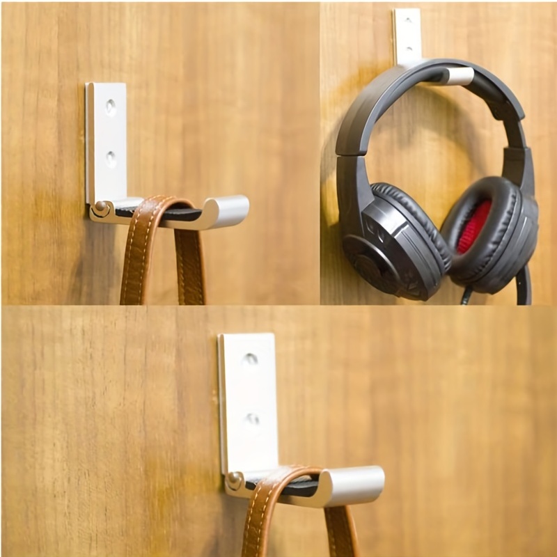 Hook-It! Under Desk, Dual Hook Hanger with 3M Adhesive and Screws for  Headphones/Headsets, Bags