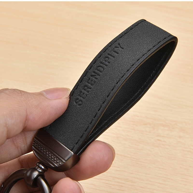 Leather Keychain Hook Key Pendant With Car Brand Logo Spring Buckle & Ring  Compatible