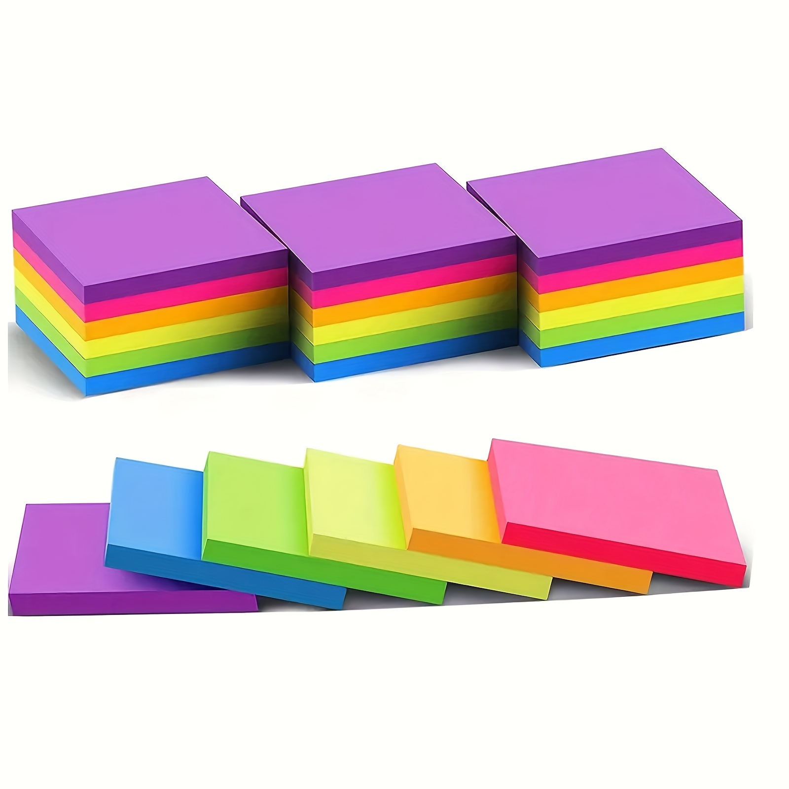 

6pcs Fluorescent Color Sticky Notes With 300 Sheets For Students To Use In Office