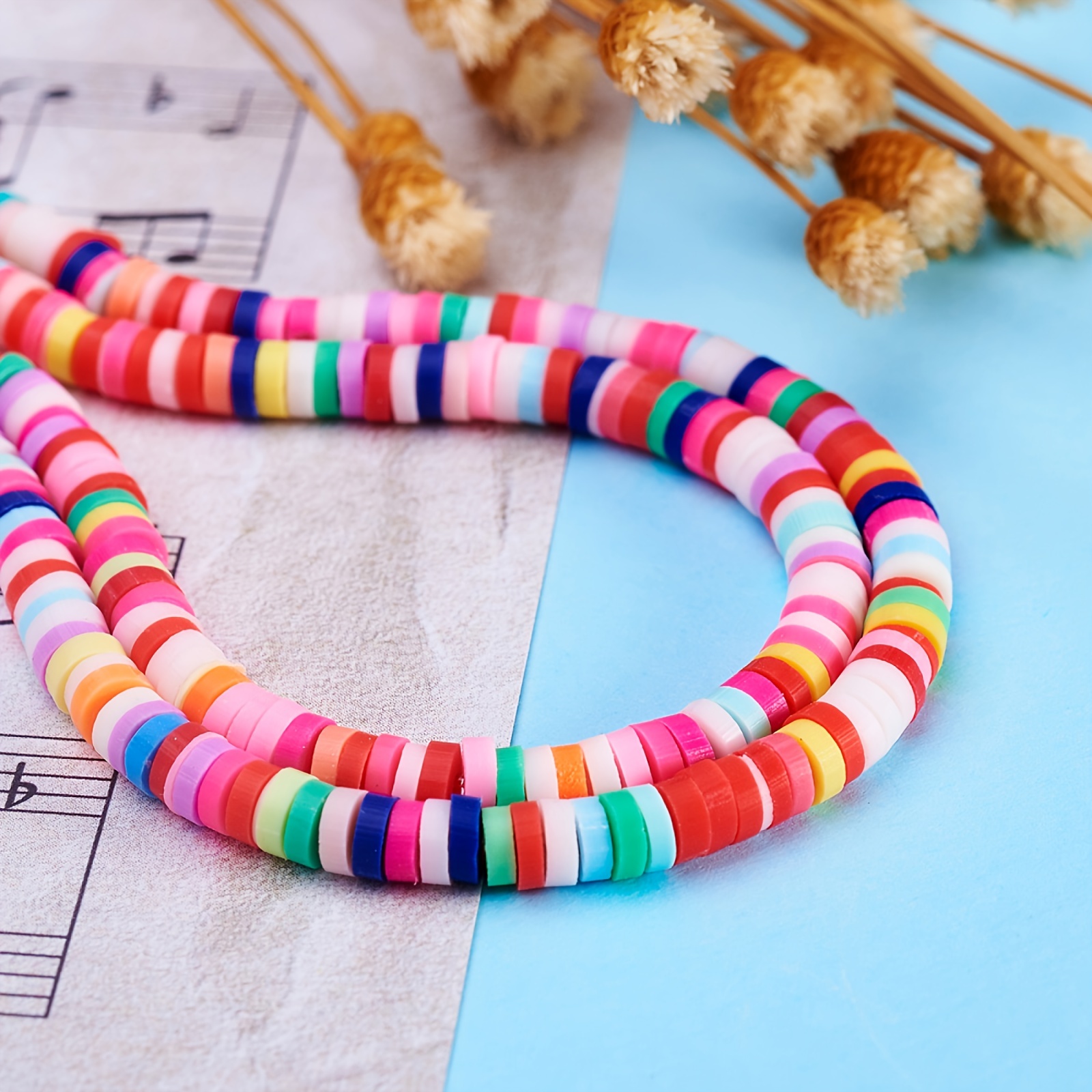 1 Strand Polymer Clay Beads Mixed Color Soft Ceramic Bead Flat Round  Spacers Beads For Diy Bracelet Necklace Jewelry Making - Temu Australia