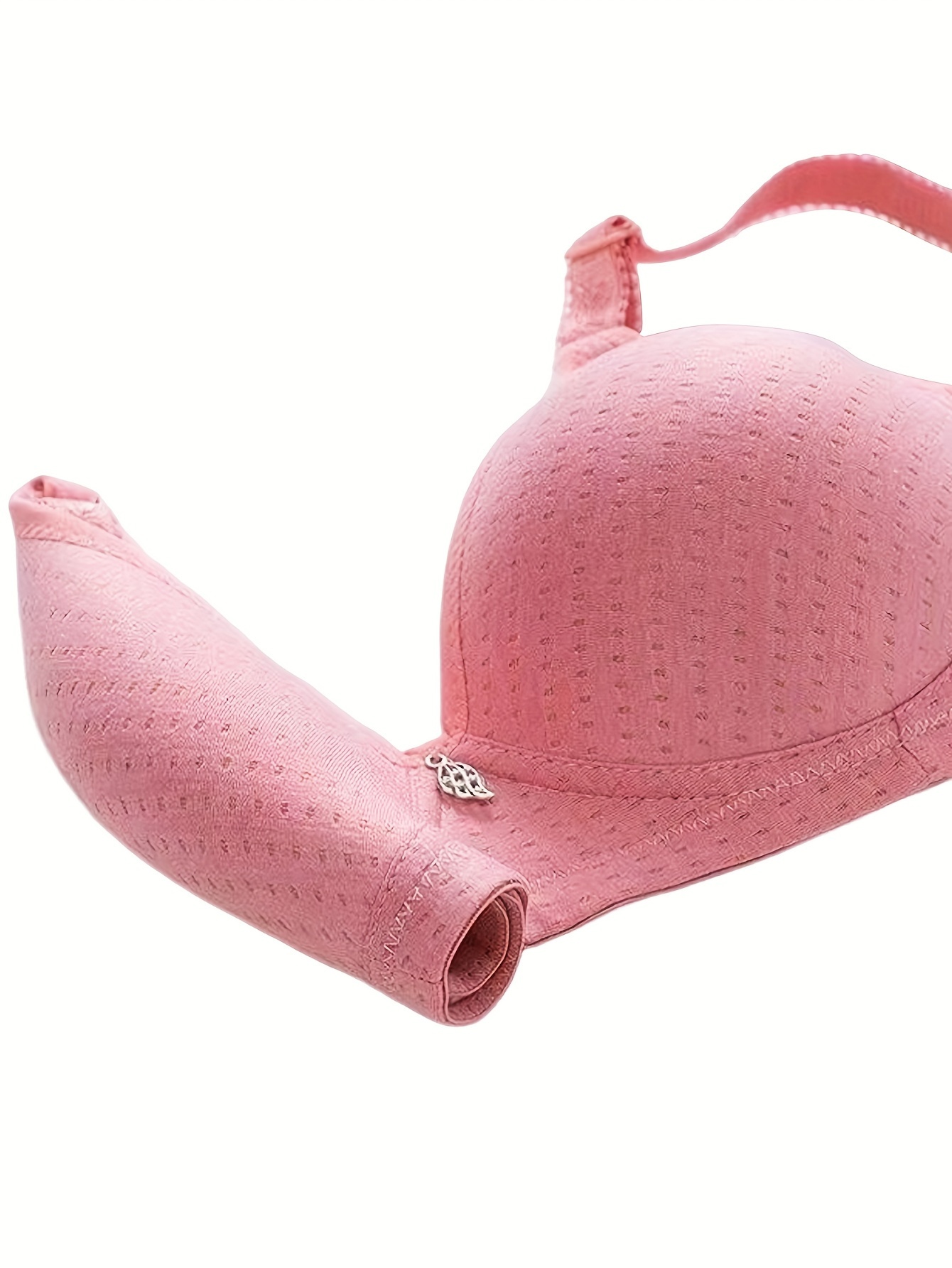 Simple Solid Bralette Bra, Comfy & Breathable Pointelle Wireless Push Up  Intimates Bra, Women's Lingerie & Underwear