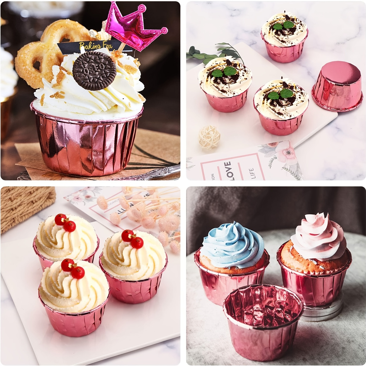 50Pcs Aluminum Foil Muffin Cupcake Cups