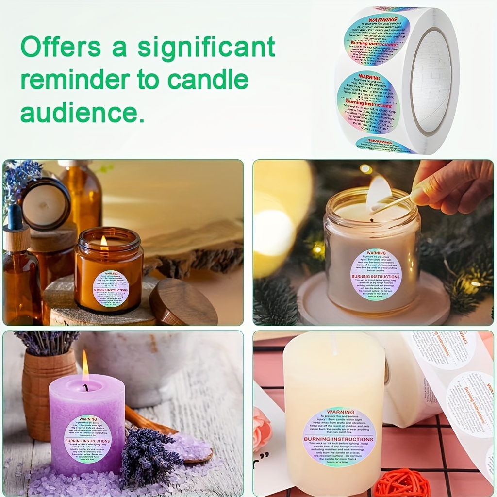 Waterproof Wax Melting Safety Label Stickers Warning Candle - Temu