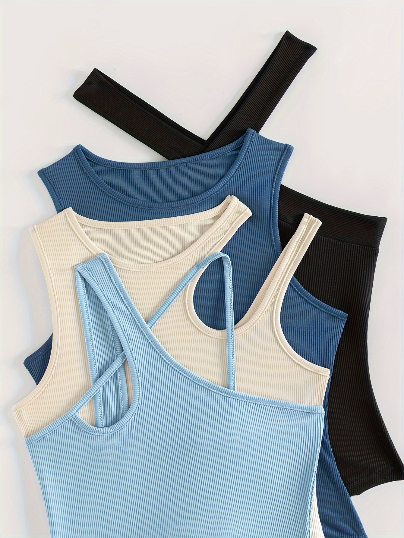 Blue Sleeveless Bodysuits for Women