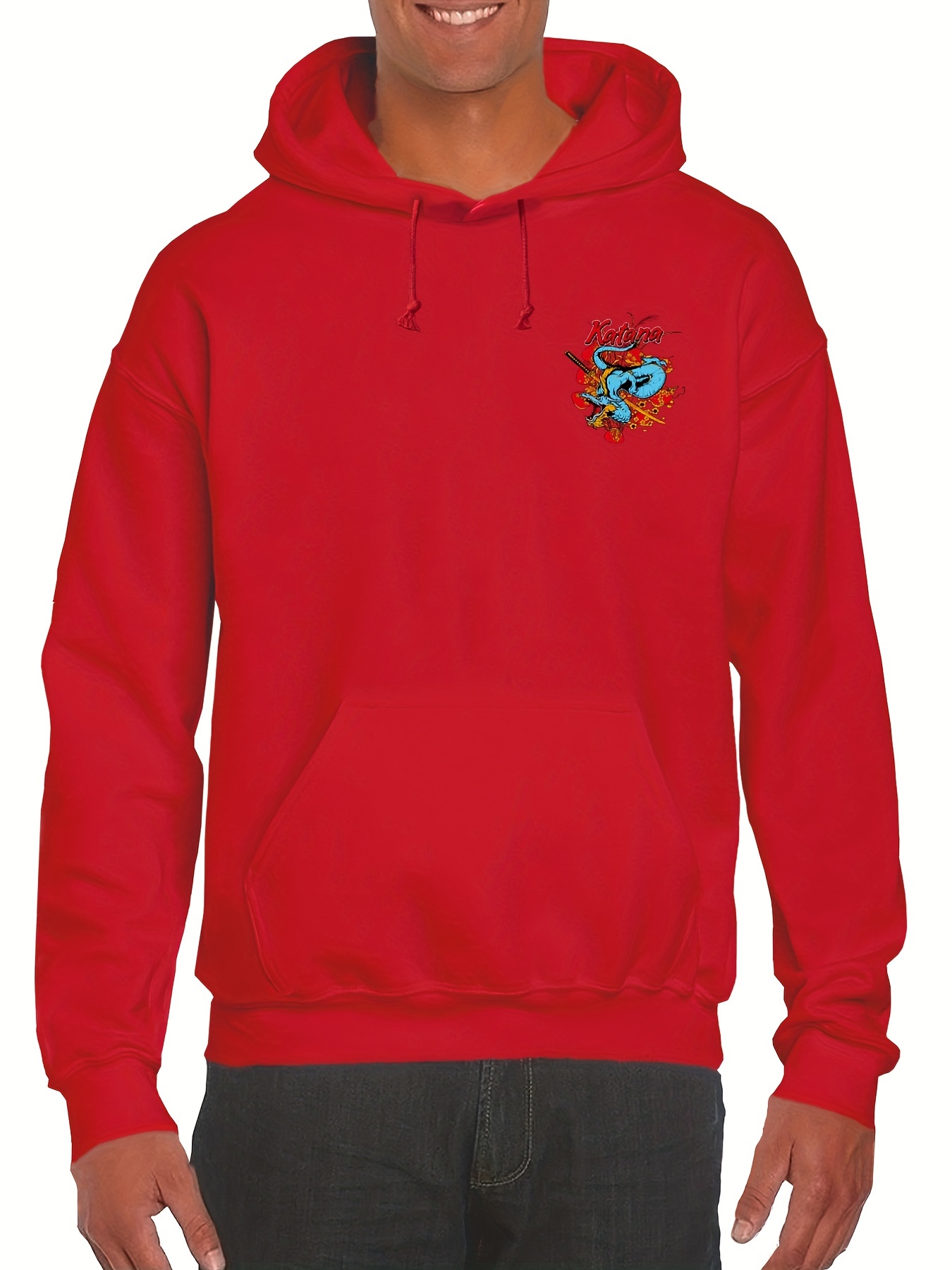 Dragon Print Men's Fleece Hoodie Comfy Stretch Temu New Zealand