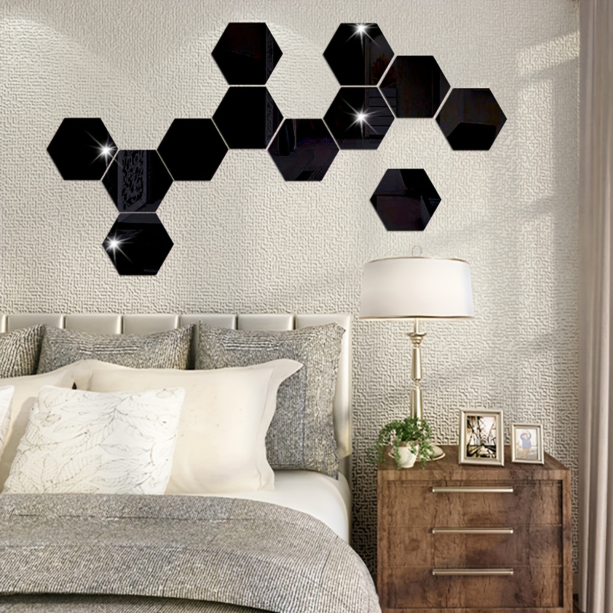 12 Uds arte geométrico 3D espejo pegatina de pared calcomanía decoración  hogareña DIY NikouMX Muebles