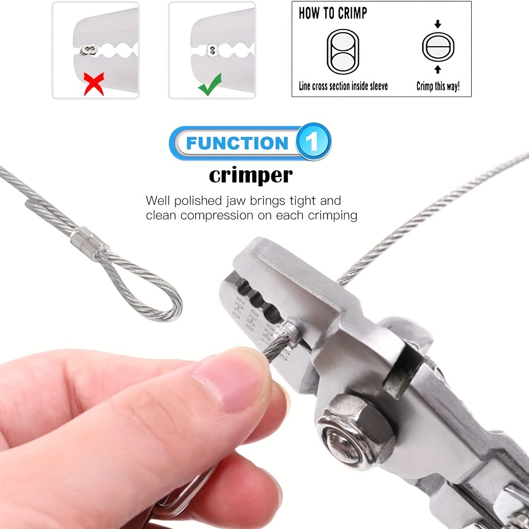 Up To Wire Rope Crimping Tool With 3 Size Aluminum Double - Temu Italy