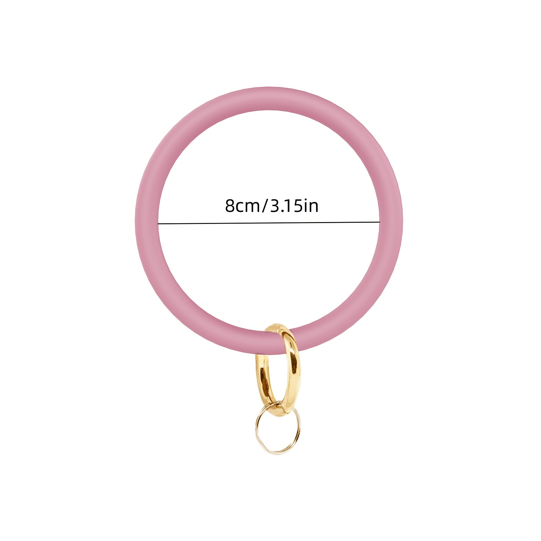 Mymazn 2.95'' Circle Key Ring Bracelet Holographic Pink