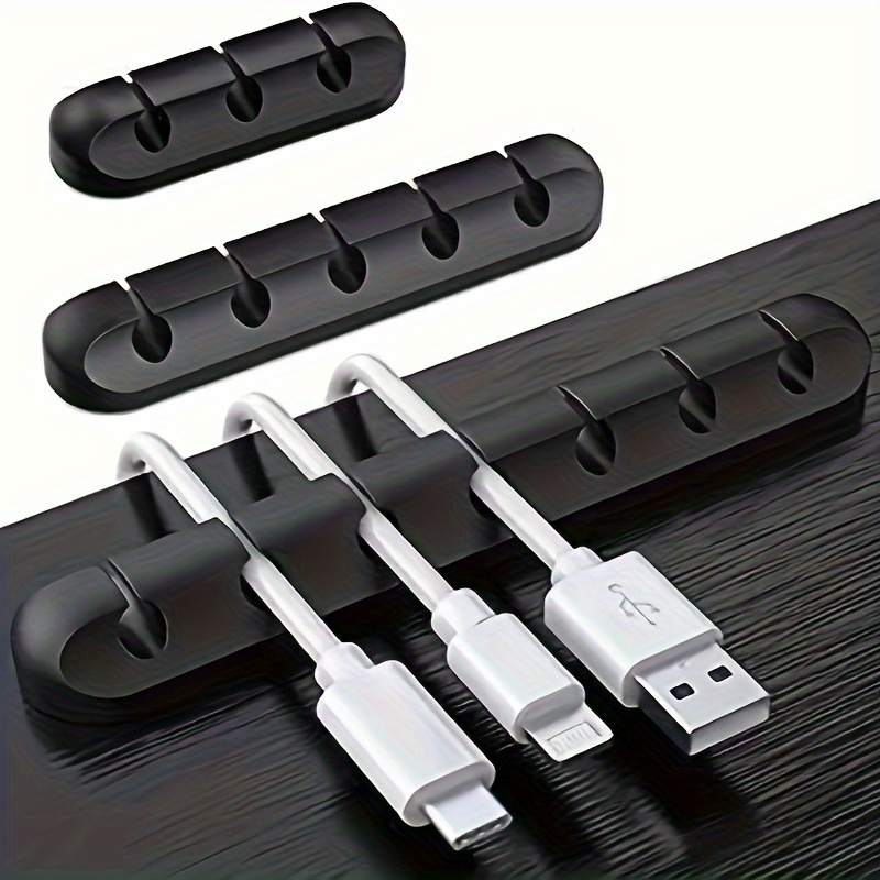  Organizador de cables, paquete de 3 clips para organizar cables  debajo del escritorio, organizador de cables USB, clips para cargadores,  mesita de noche, computadora, sala de juegos, suministros de oficina, caja