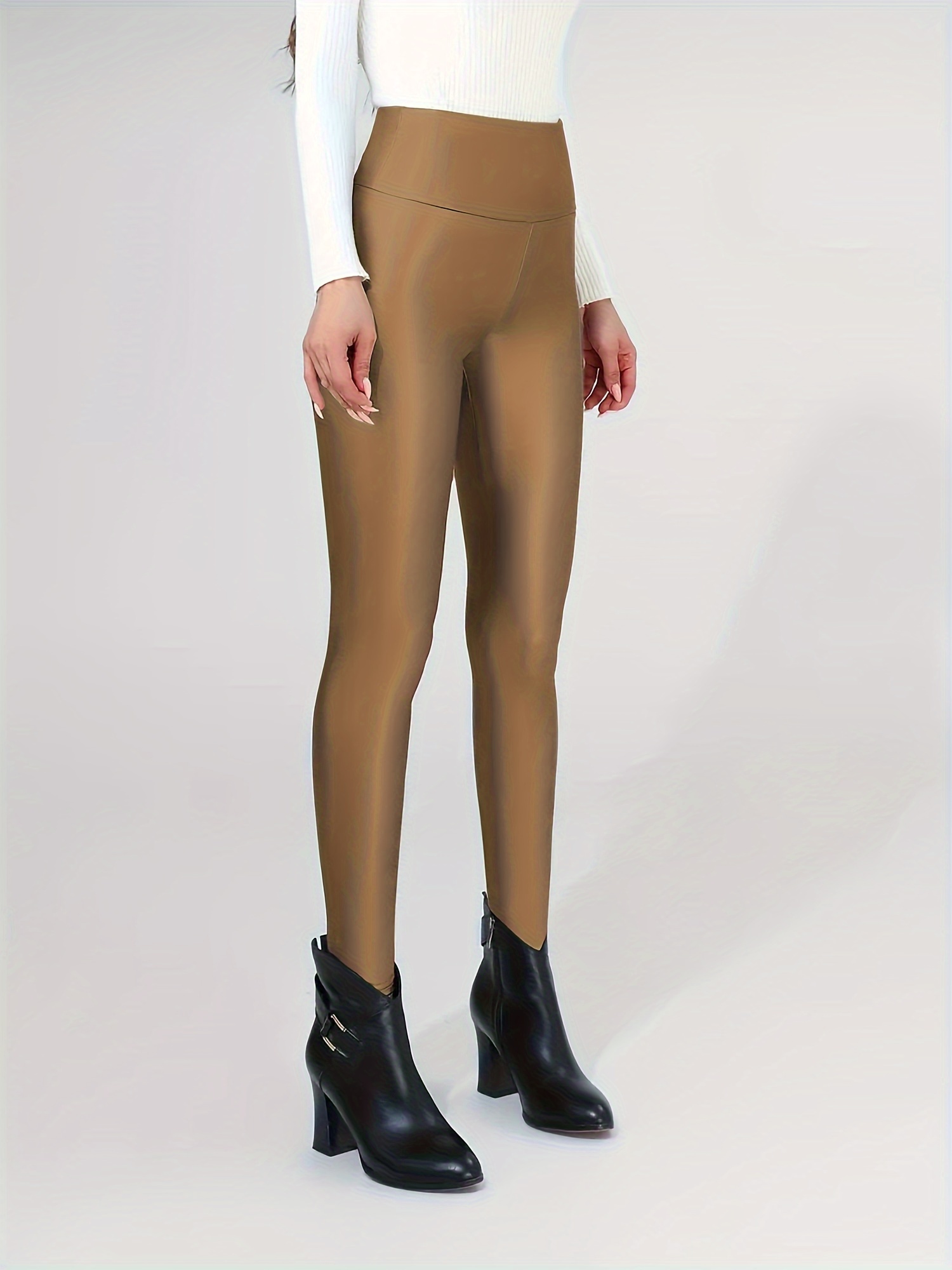 Camel Faux Leather Legging, Pants