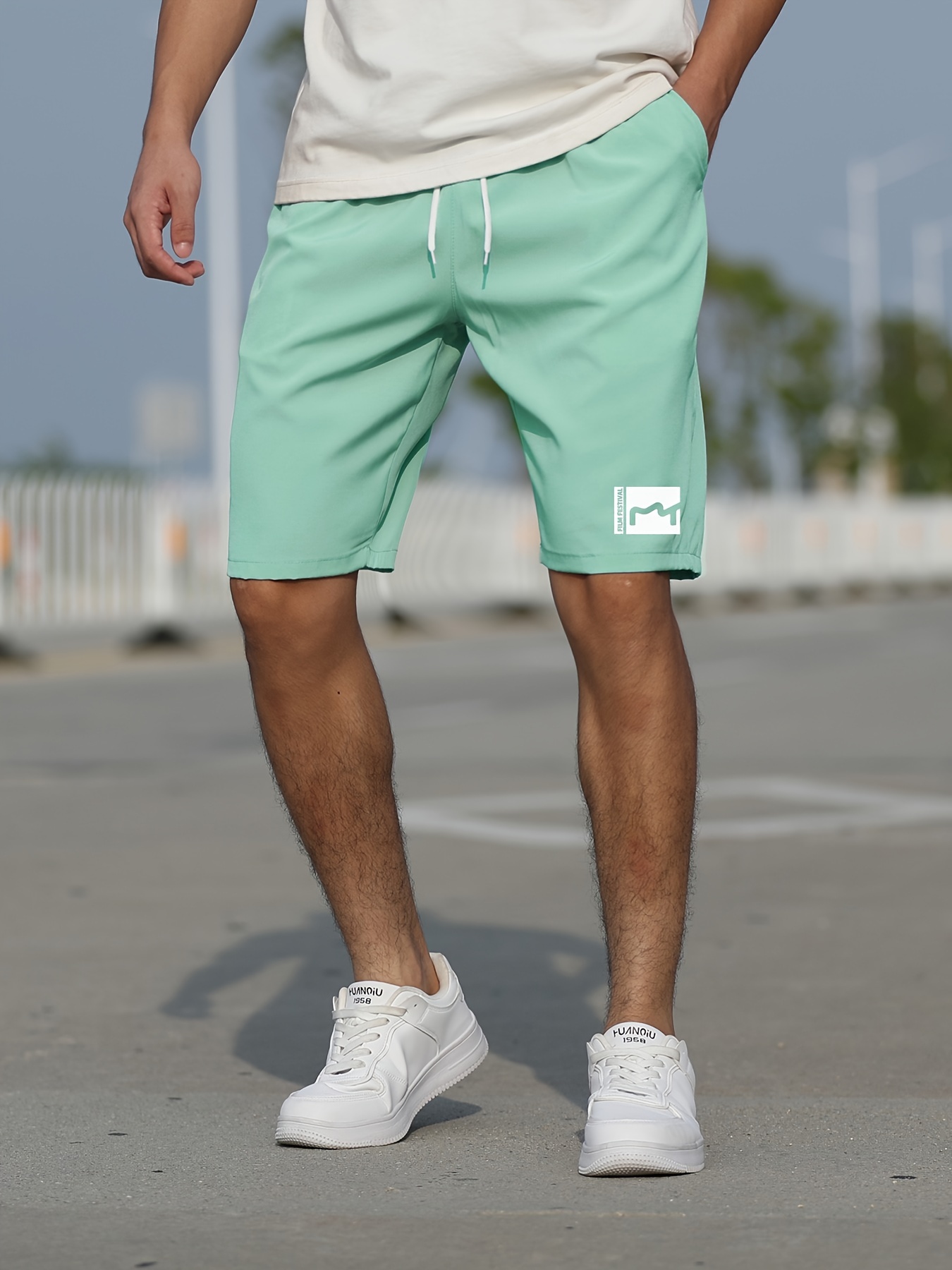 Men's Slim Fit Shorts Pockets Summer Outdoor Casual Letter - Temu