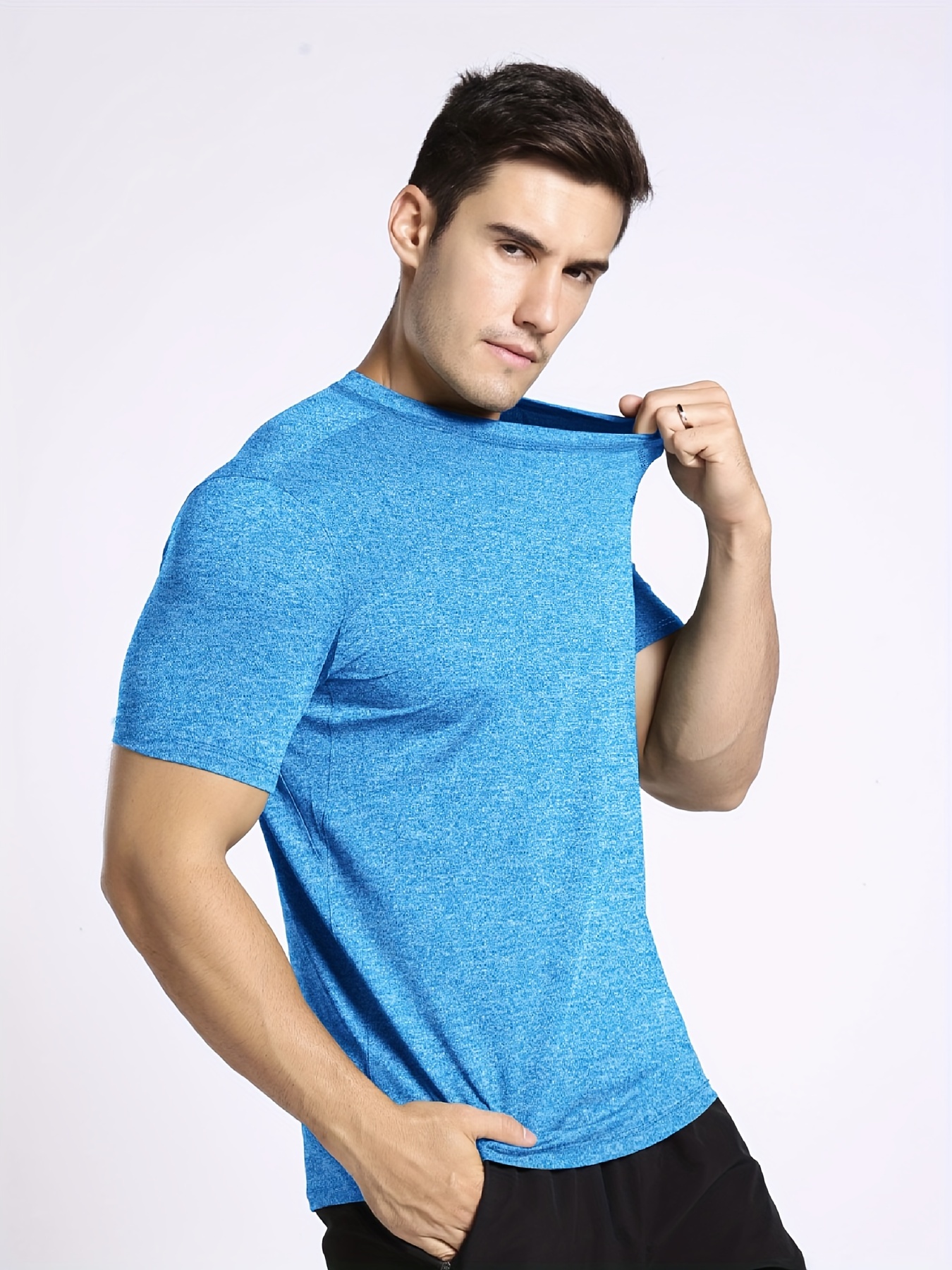 Men's Solid Knit T-shirt With Assorted Colors, Athletic Comfy Soft