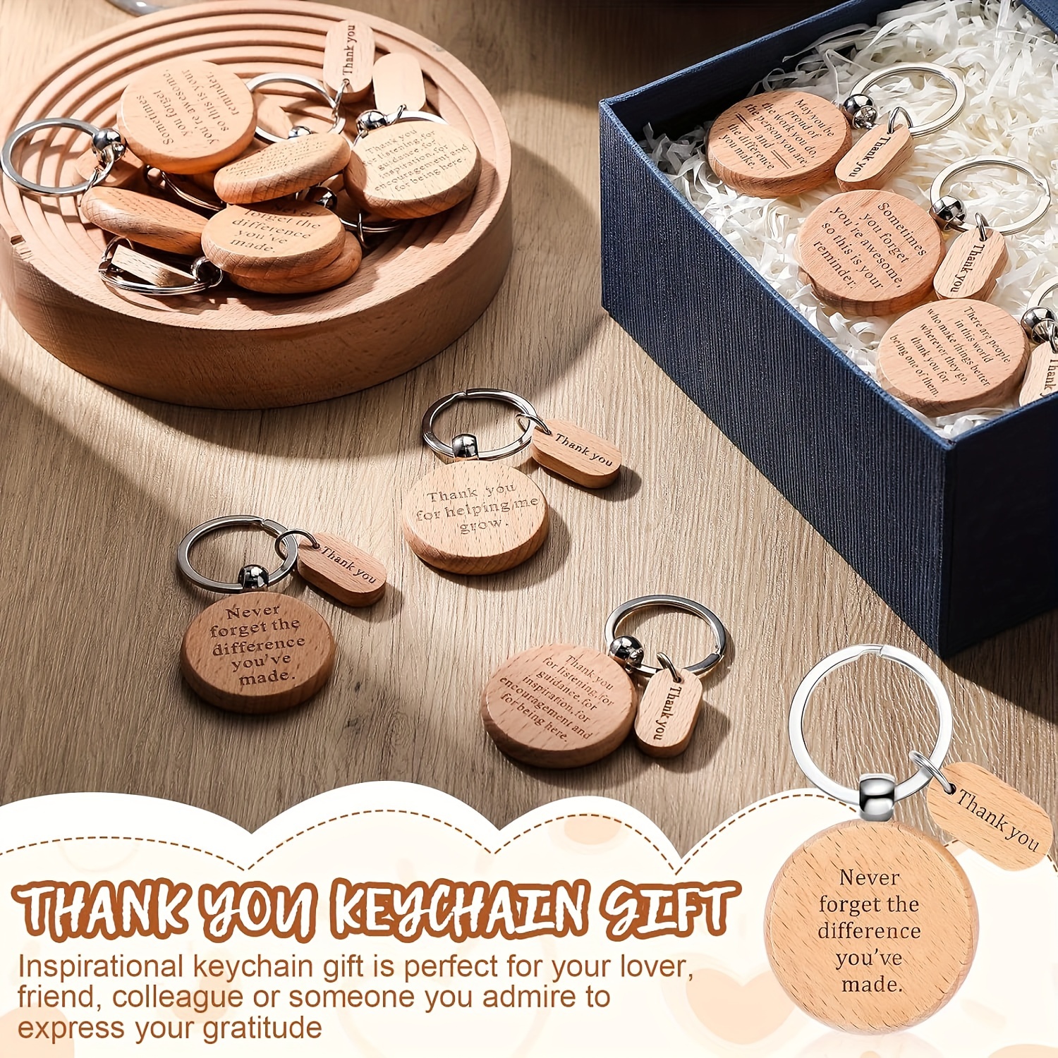 32 Pcs Thank You Gifts Keychain Bulk Employee Appreciation Keychain Gifts