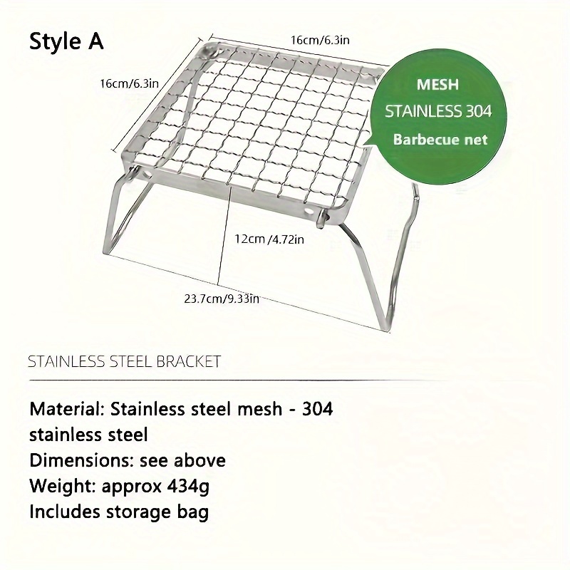 Folding Campfire Grill Portable Outdoor Camping BBQ Grill 304 Stainless  Steel Gas Wood Stove Stand Multifunctional Picnic Grill