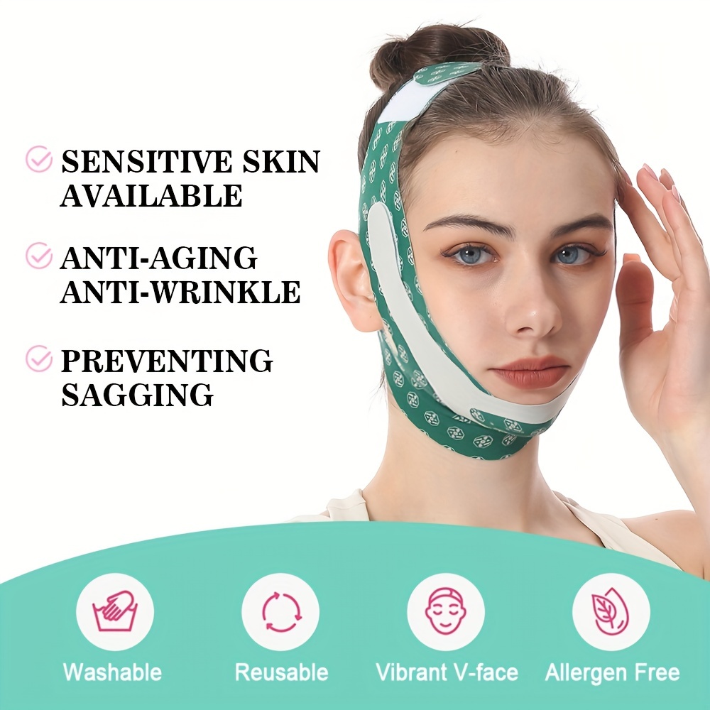 Face Lifting Belt Elastic V Face Bandage V Line Face Strap Women Chin Cheek  Lift Up Belt Breathable Face Lifting Strap Face Belt (Color : Green)