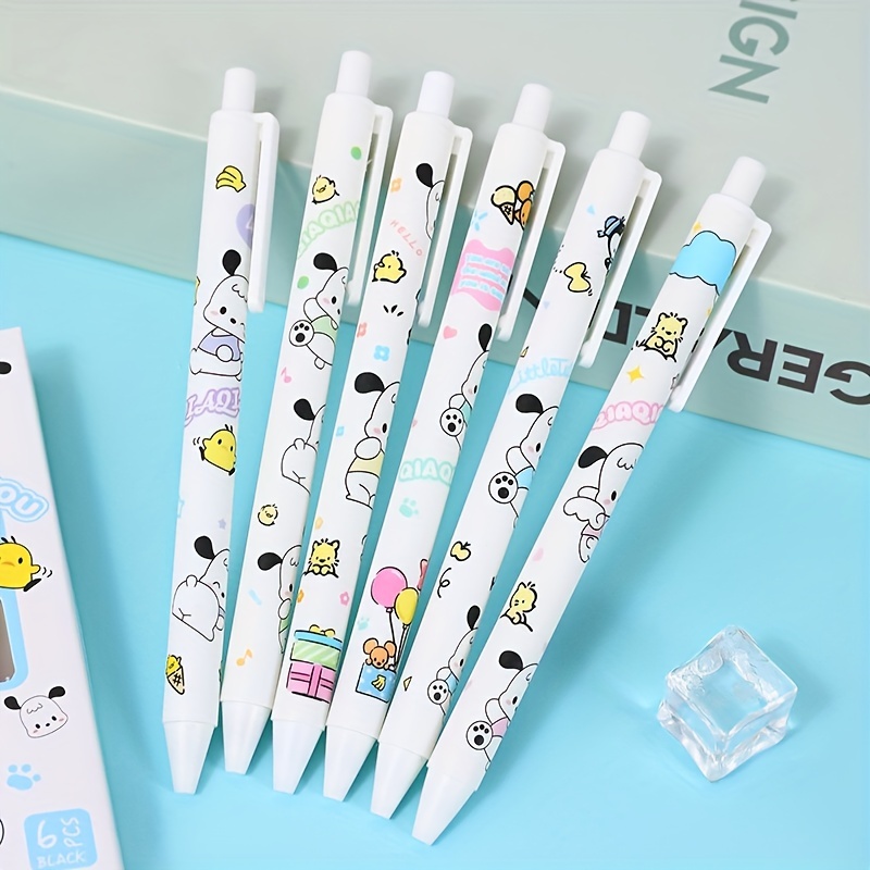 6PCS/Set Kawaii Gel Pen 0.5mm Cute Ballpoint Retractable Students Writing  Cartoon School Supplies Stationery Office Accessories