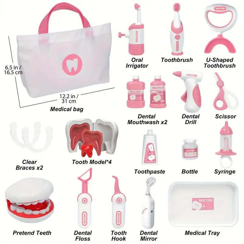 Toy Doctor Kit Dentist Playset With Medical Bag Dental Tools - Temu