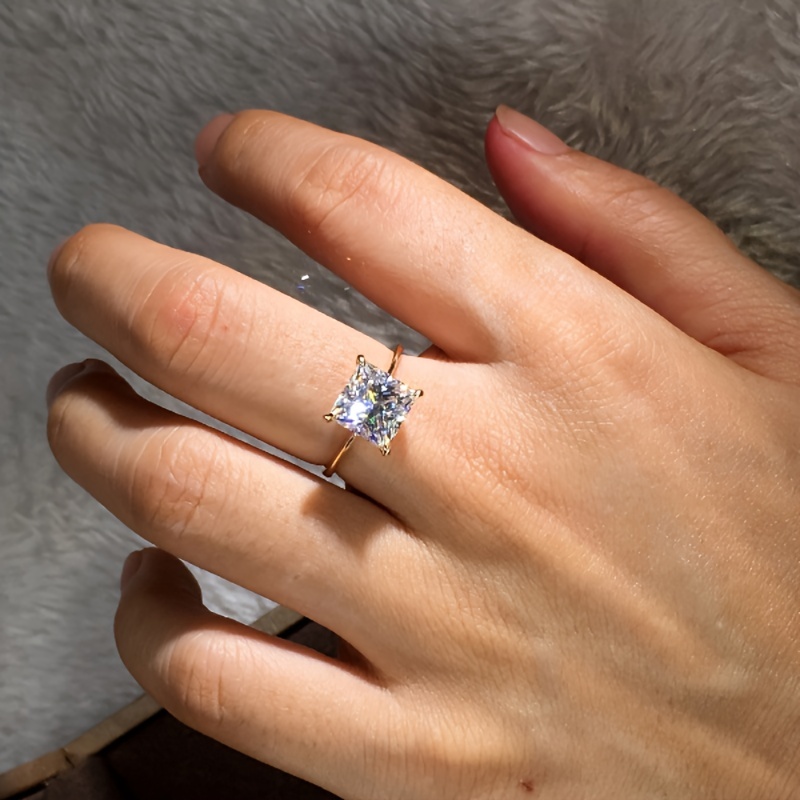 Square Shape Zirconia Solitaire Ring